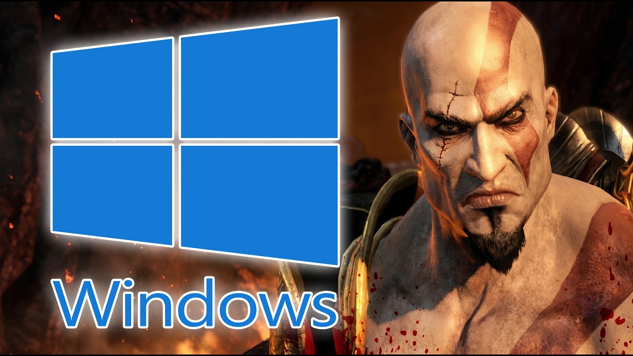 God of War III Remastered setup recording cover showing Kratos beside a Windows logo.